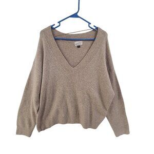 Universal Thread Women's Sweater Knit V Neck Pullover Tan Plus Size XXL Preppy